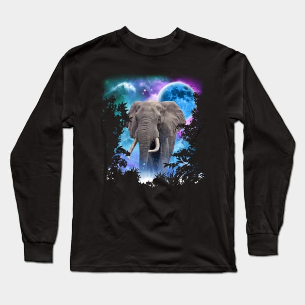 Elephant MidNight Forest 3 Long Sleeve T-Shirt by Ratherkool